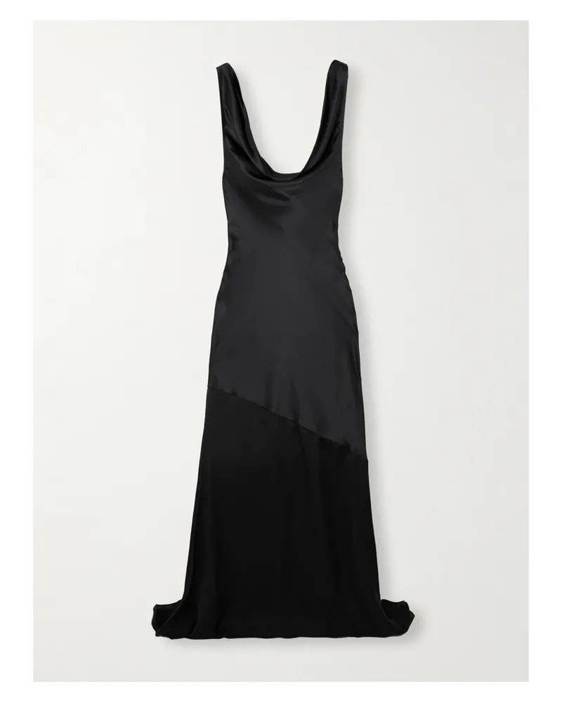 Kiki De Montparnasse Cowl Maxikleid Aus Seidensatin - Schwarz Schwarz