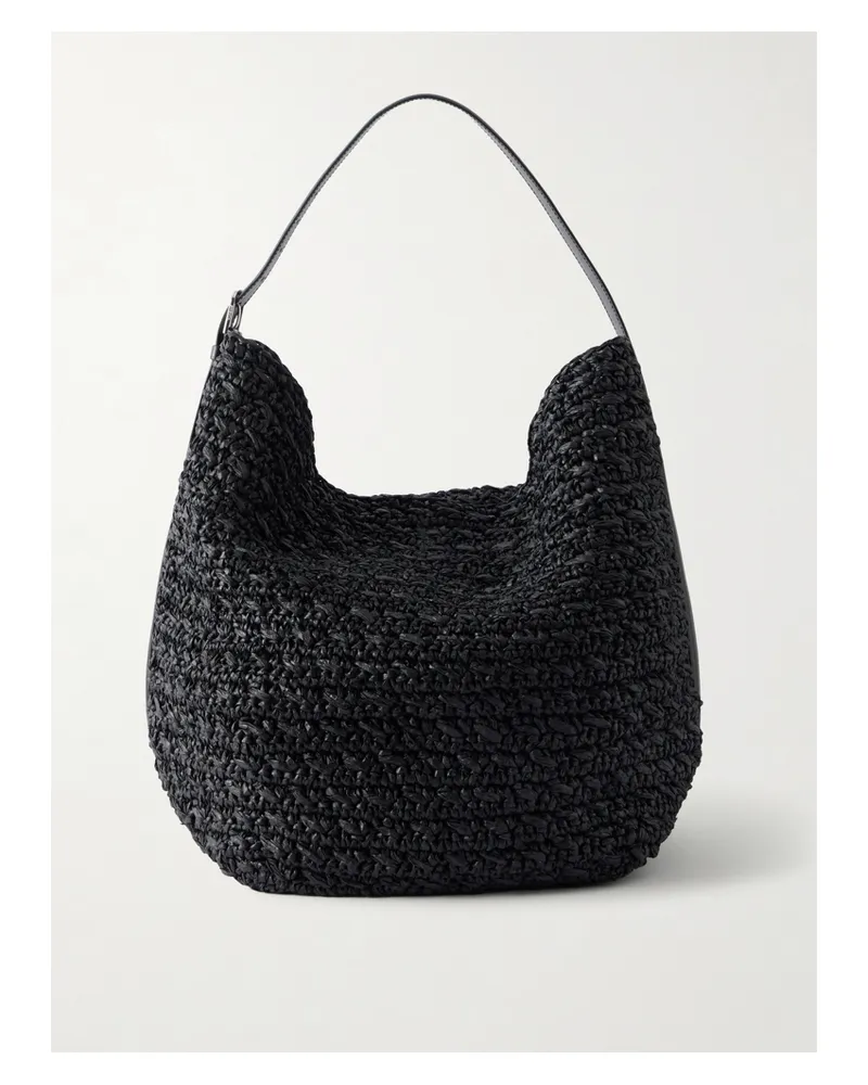 Totême Belted Raffia Tote - Black Black