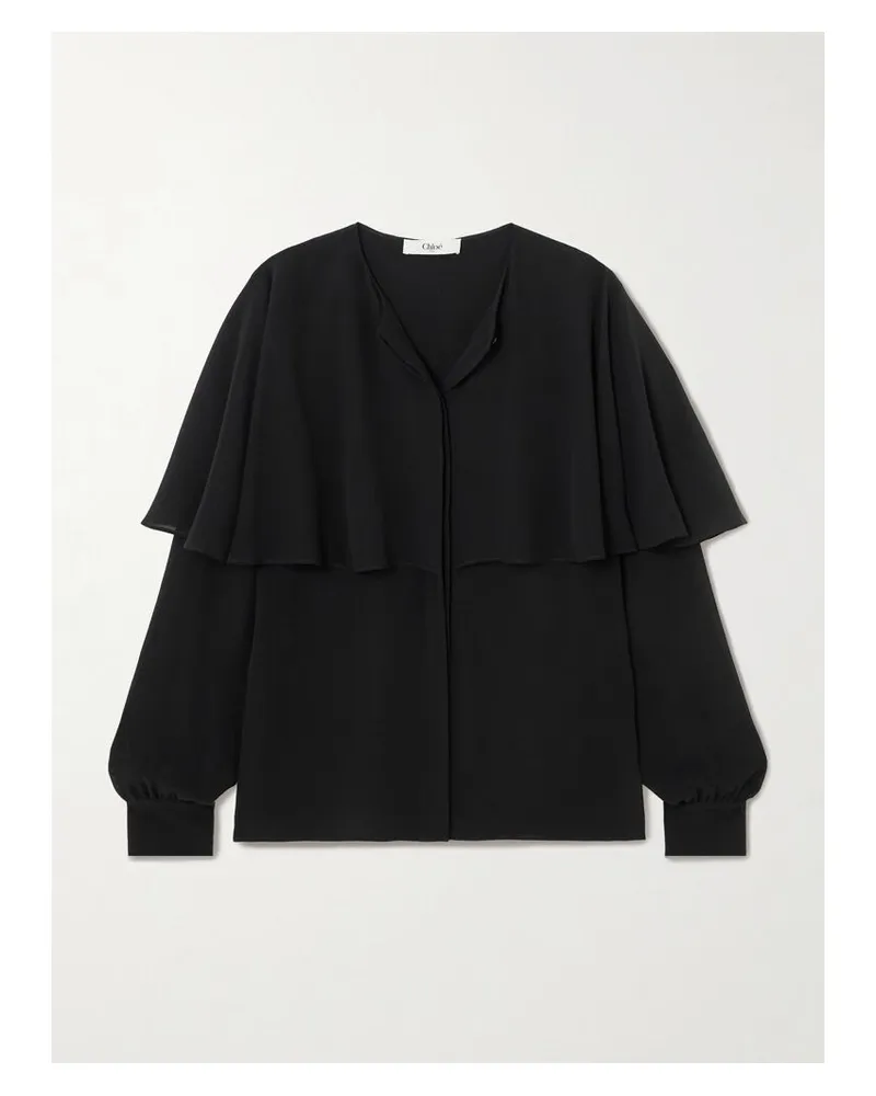 Chloé Mehrlagige Bluse Aus Seiden-georgette - Schwarz Schwarz