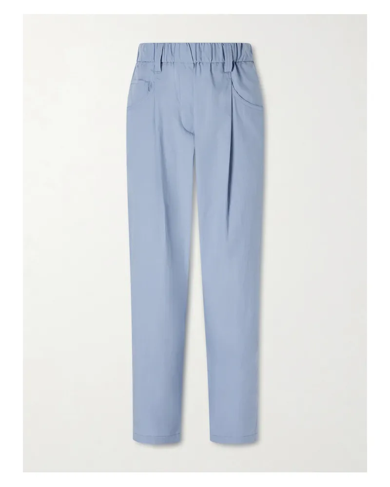 Brunello Cucinelli Hose Aus Baumwoll-voile - Blau Blau