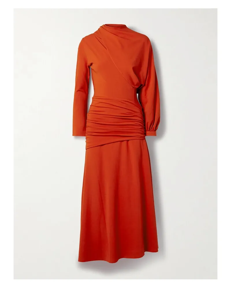 Johanna Ortiz Inspiring Hearts Wandelbares Asymmetrisches Maxikleid Aus Stretch-jersey Mit Raffungen - Rot Rot