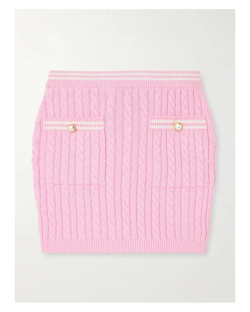 Alessandra Rich Minirock Aus Baumwolle In Zopfstrick - Pink Pink