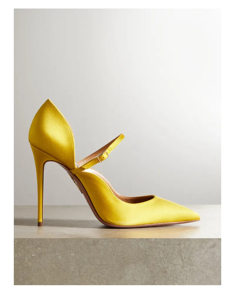 Aquazzura Bellezza 105 Mary-jane-pumps Aus Satin - Gelb Gelb