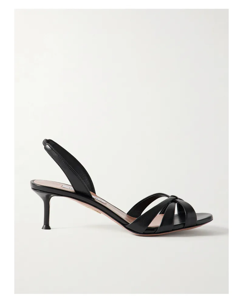 Aquazzura Tati 50 Slingback-sandalen Aus Leder - Schwarz Schwarz
