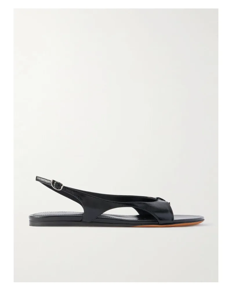 Proenza Schouler Slash Slingback-sandalen Aus Glanzleder Mit Cut-outs - Schwarz Schwarz