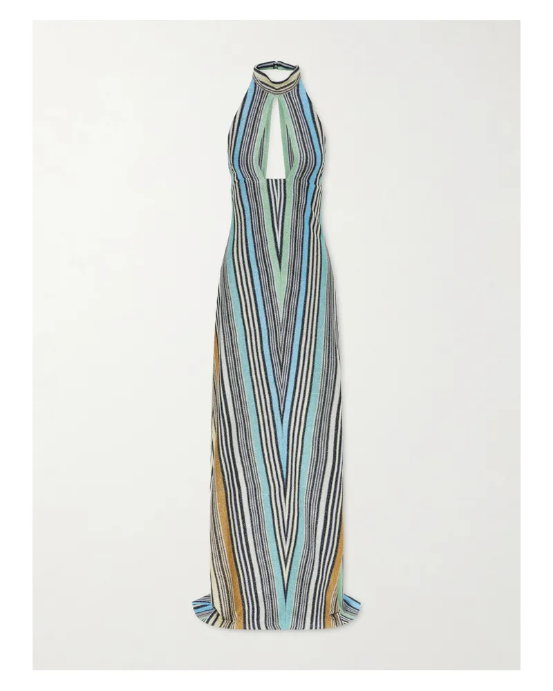 Missoni Striped Metallic Crochet-knit Maxi Dress - Blue Blue