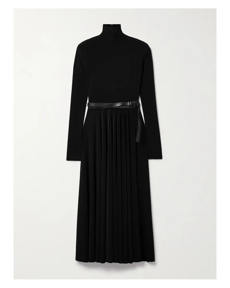 Norma Kamali Belted Stretch-jersey Turtleneck Midi Dress - Black Black