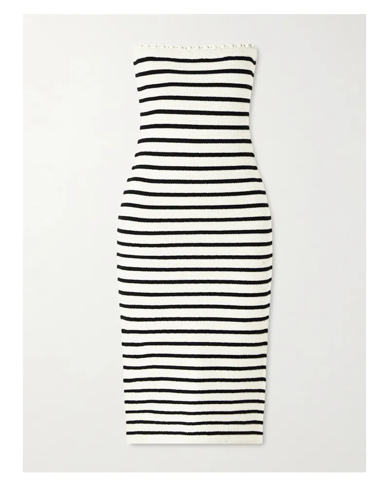 Posse Henry Strapless Striped Knitted Midi Dress - White White