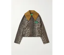 Ganni Hooded Cheetah-print Waxed-cotton Jacket - Brown