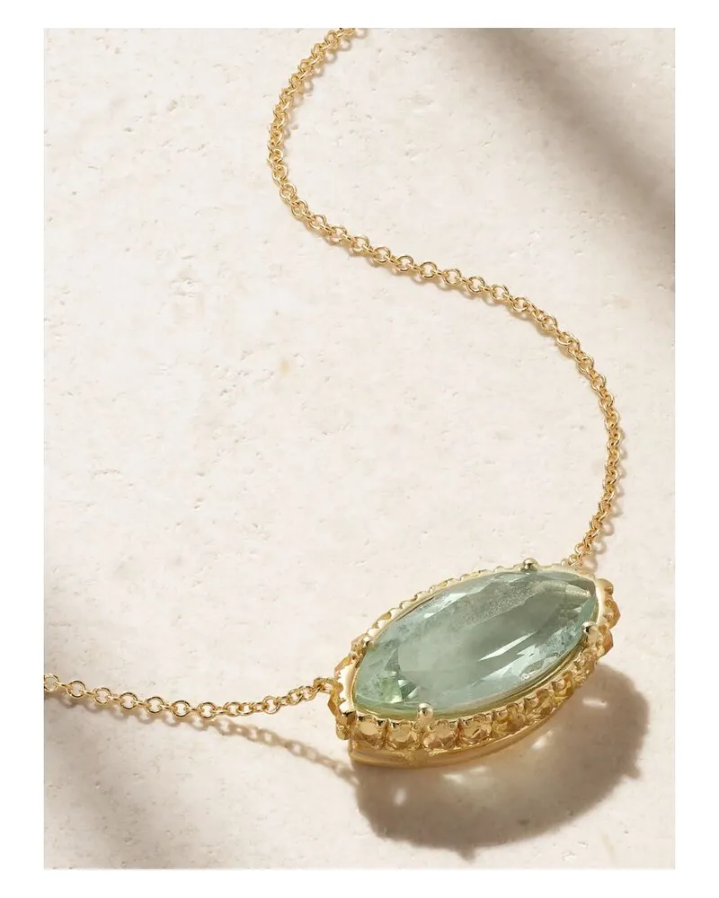 Ileana Makri Kette Aus 18 Karat Gold Mit Aquamarin Und Saphiren Gold
