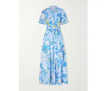 Floral Cotton-blend Maxi Dress - Blue