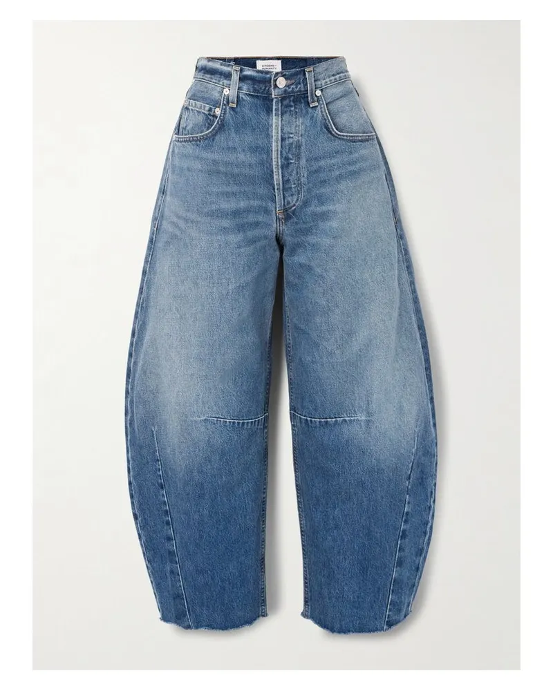 Citizens of humanity Horseshoe Hoch Sitzende Barrel-jeans Mit Fransen - Blau Blau