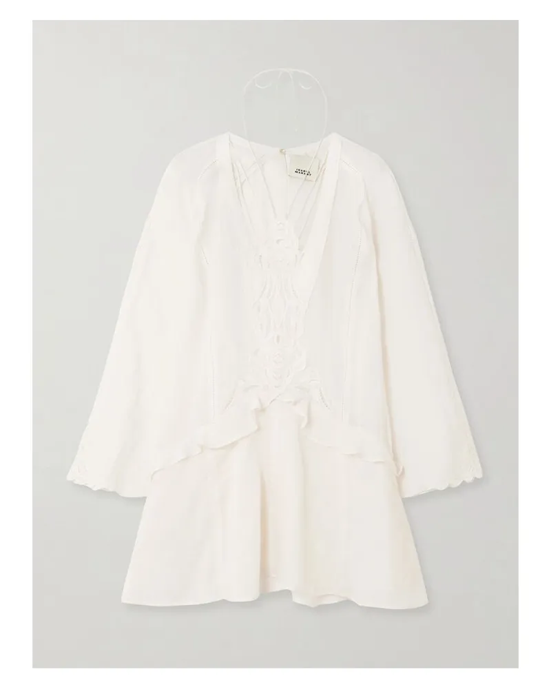 Isabel Marant Liya Minikleid Aus Ramie Mit Spitzenbesätzen Und Stickereien - Neutral Neutral