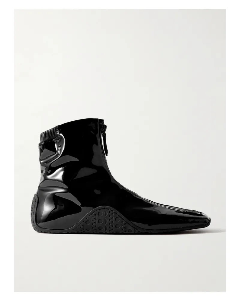 Alaïa Glossed Ankle Boots - Black Black