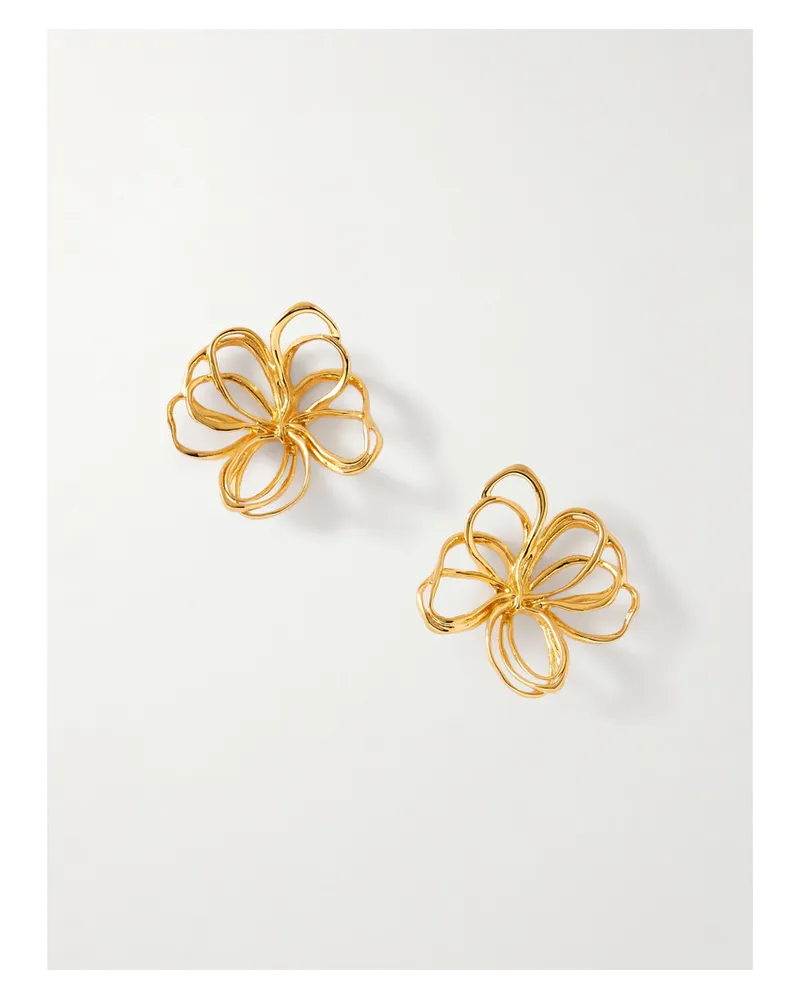 Oscar de la Renta Threaded Flower Goldfarbene Ohrringe Gold