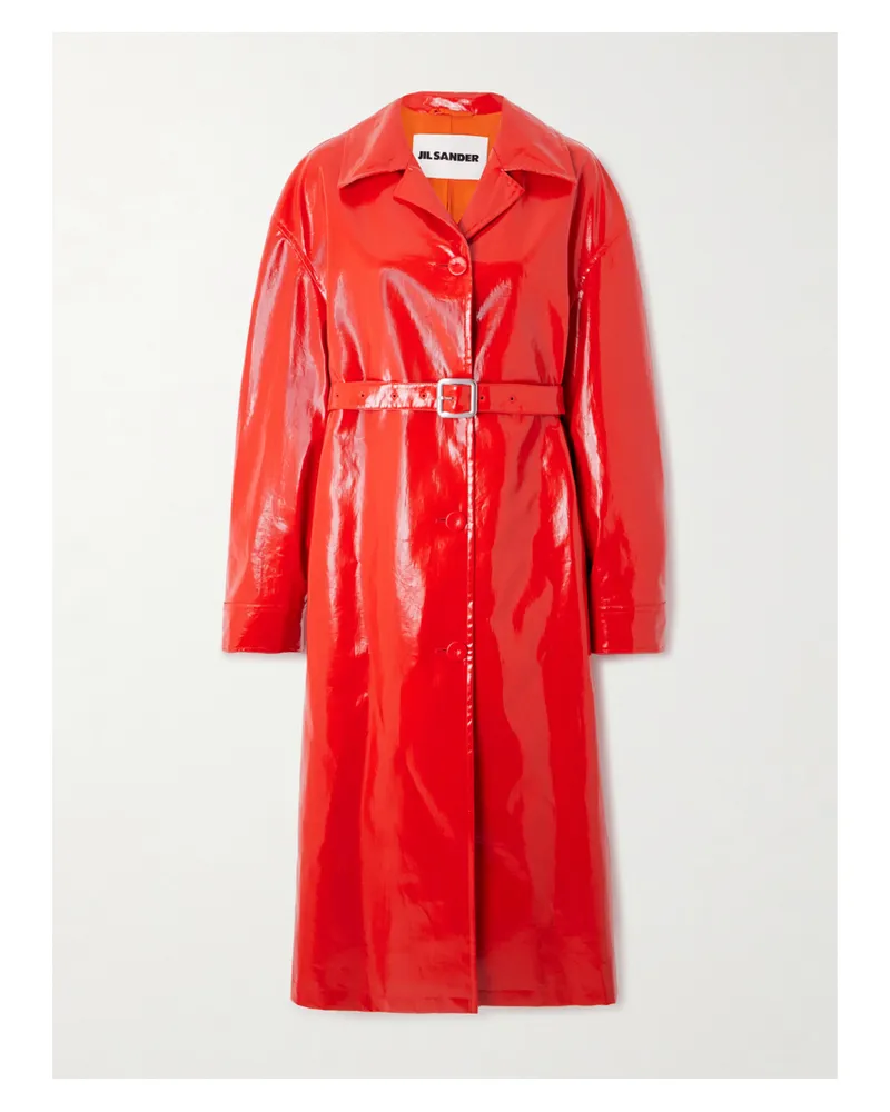 Jil Sander Trenchcoat Aus Beschichtetem Leinen Mit Gürtel - Rot Rot
