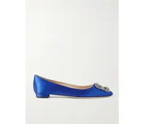 Hangisi Crystal-embellished Satin Point-toe Flats - Blue