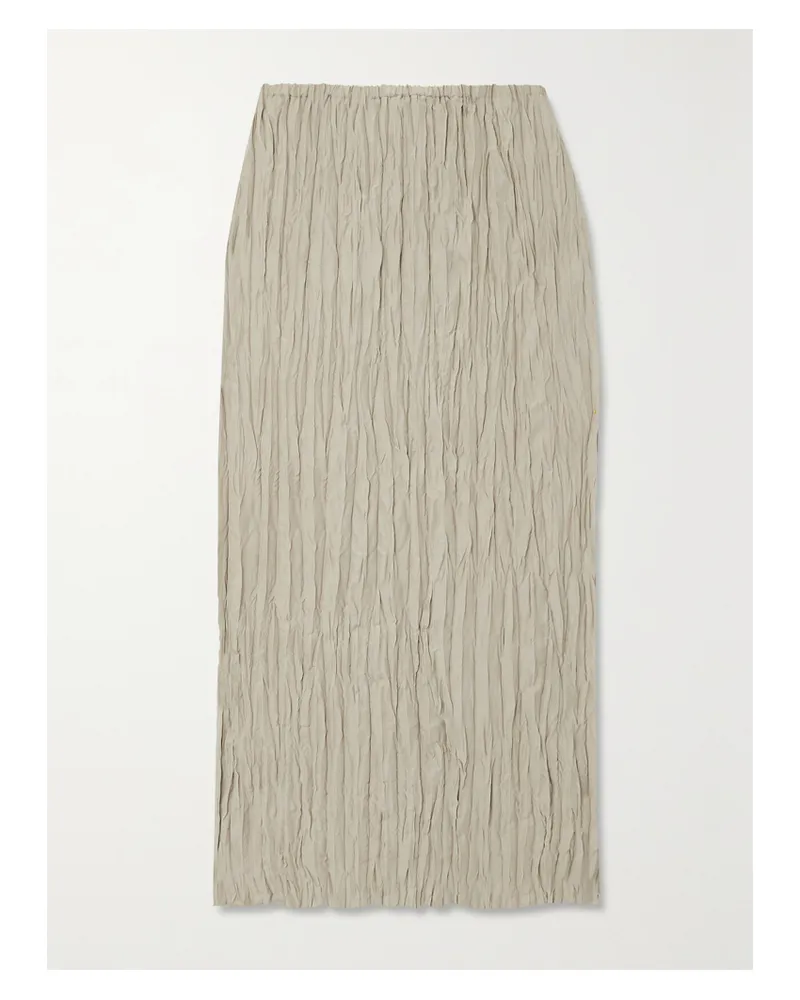 Totême Midirock Aus Seiden-twill In Knitteroptik - Grau Grau
