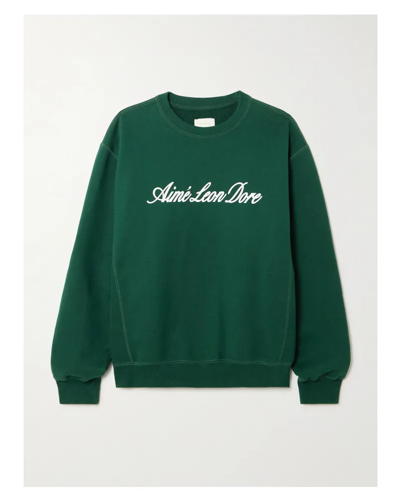 Aimé Leon Dore Logo-print Cotton-jersey Sweatshirt - Green Green