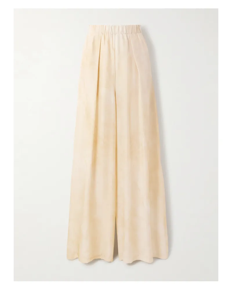 Cortana Dream Hose Mit Weitem Bein Aus Seide Mit Falten - Elfenbein Elfenbein