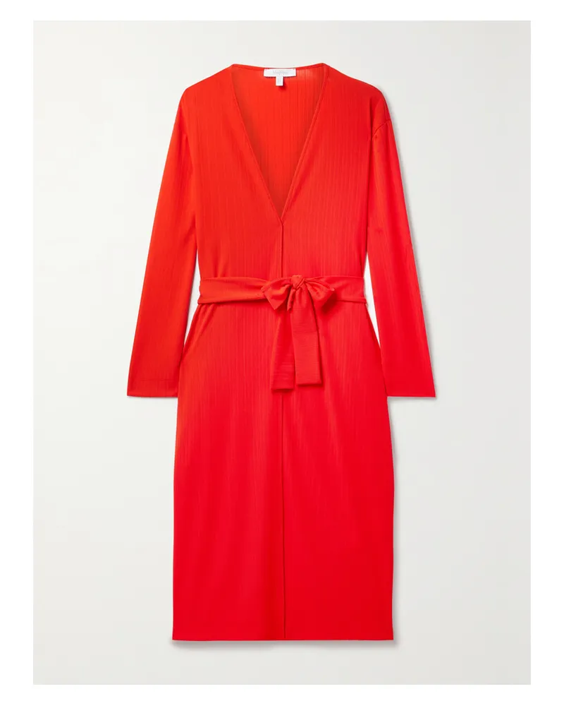 Max Mara Po Cardigan Aus Rippstrick Mit Bindegürtel - Orange Orange