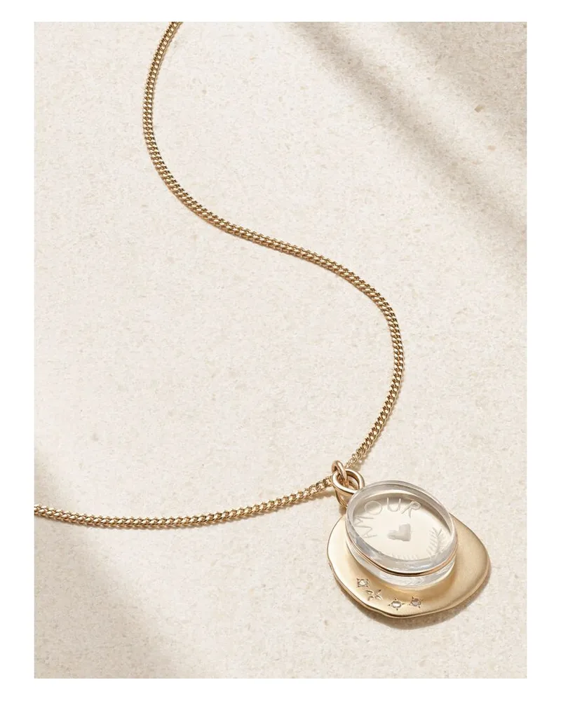 Pascale Monvoisin L'amour Kette Aus 9 Karat Gold Mit Quarzkristall Und Diamanten Gold