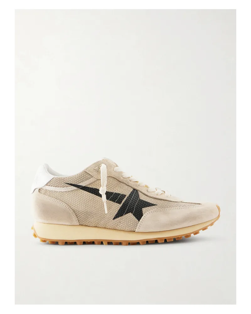Golden Goose Running Marathon Suede And Leather-trimmed Mesh Sneakers - Neutrals Neutrals