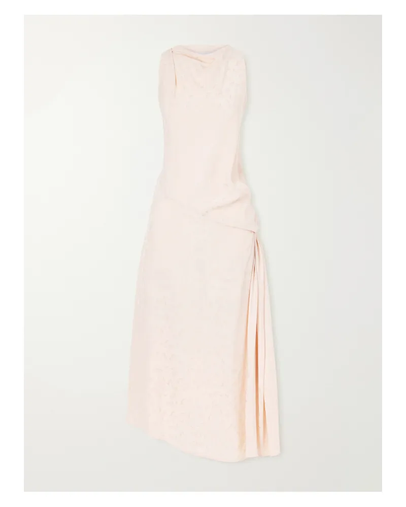 Victoria Beckham Twisted Floral-jacquard Silk Midi Dress - Pink Pink
