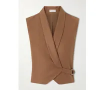 Linen-twill Wrap Vest - Brown