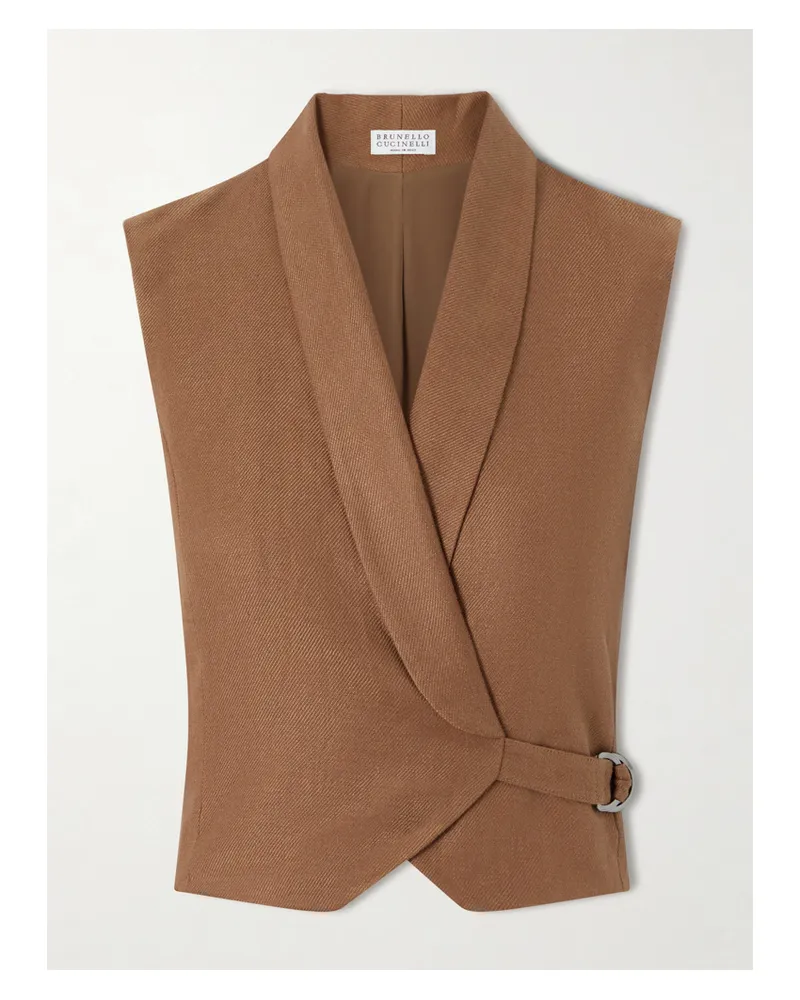 Brunello Cucinelli Linen-twill Wrap Vest - Brown Brown