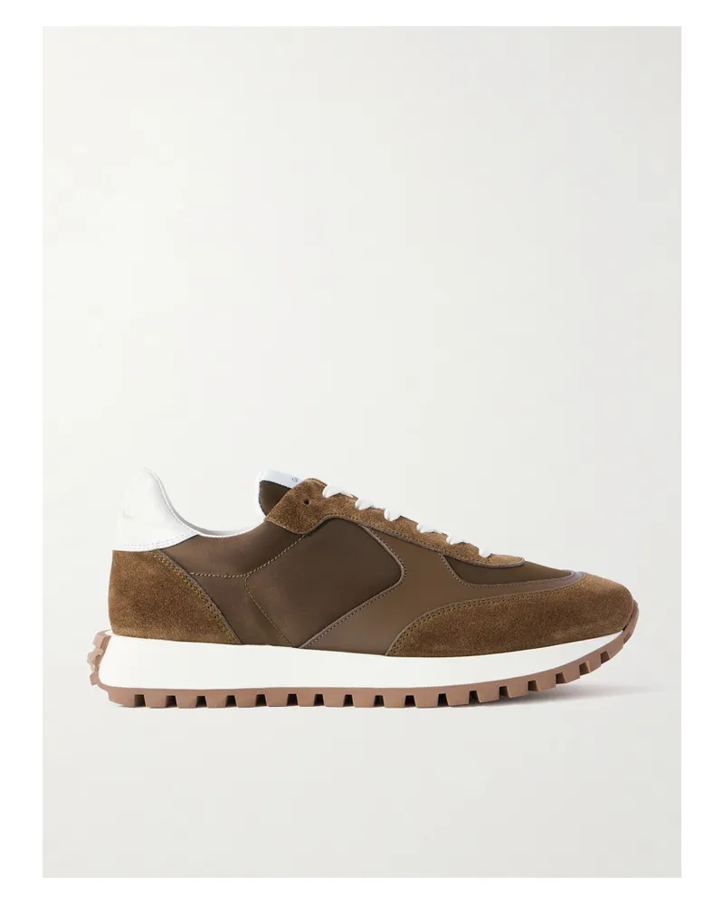 Gianvito Rossi Gravel Suede, Leather And Shell Sneakers - Brown Brown