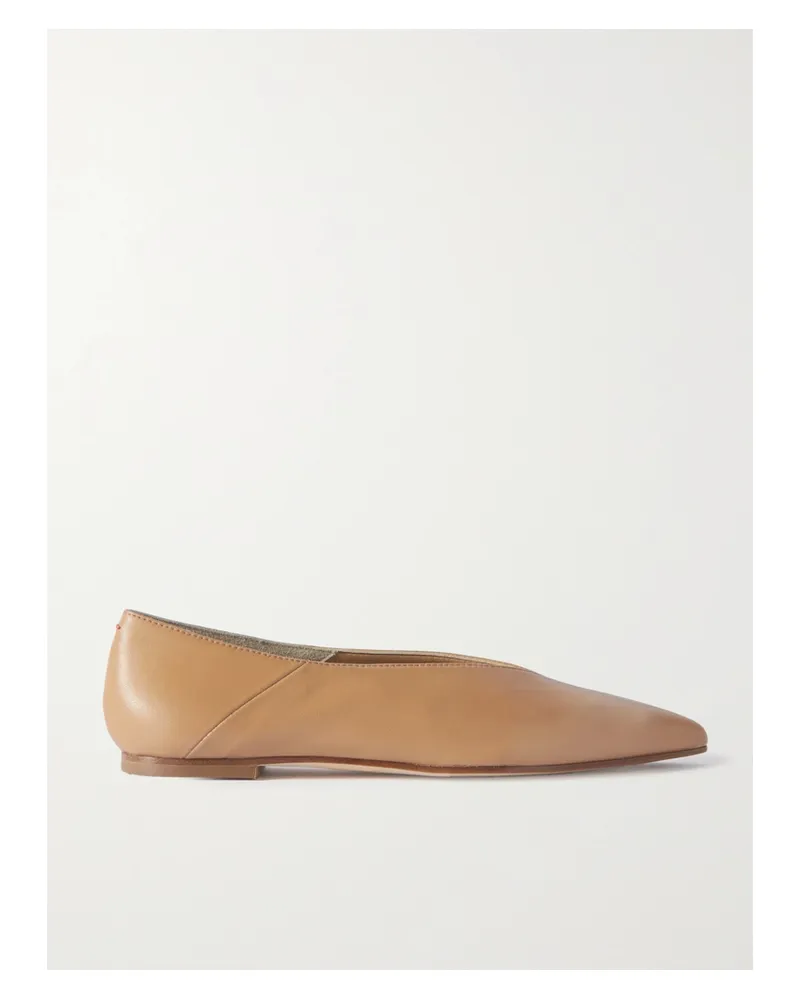 aeyde Moa Leather Point-toe Flats - Brown Brown