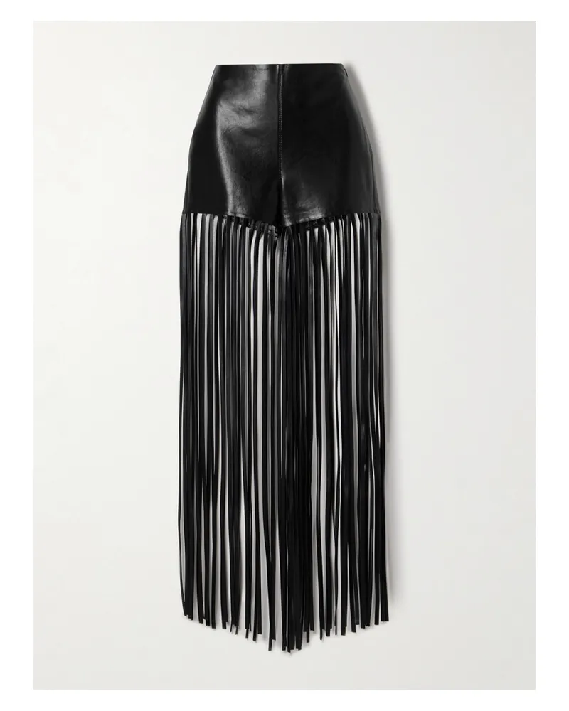 Nanushka Amalee Ledershorts Mit Fransen - Schwarz Schwarz