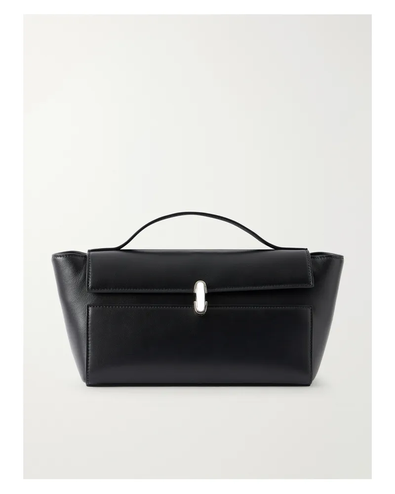 SAVETTE Symmetry Trapeze Pochette Leather Tote - Black Black