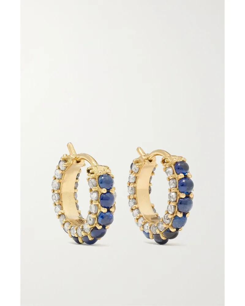 Ileana Makri Streamflow Creolen Aus 18 Karat Gold Mit Saphiren Und Diamanten - Blau Blau