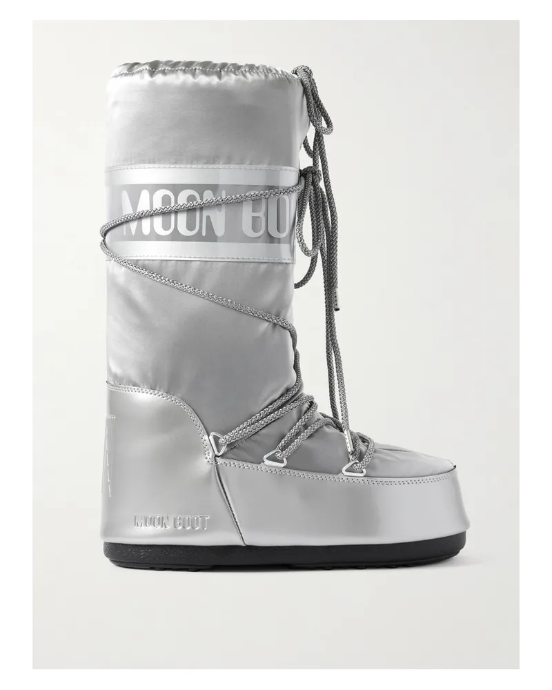 Moon Boot Icon Glance Metallic Shell And Pvc Snow Boots - Silver Silver
