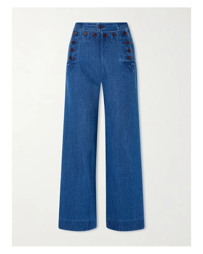 BODE Sailor Cropped High-rise Wide-leg Jeans - Blue Blue