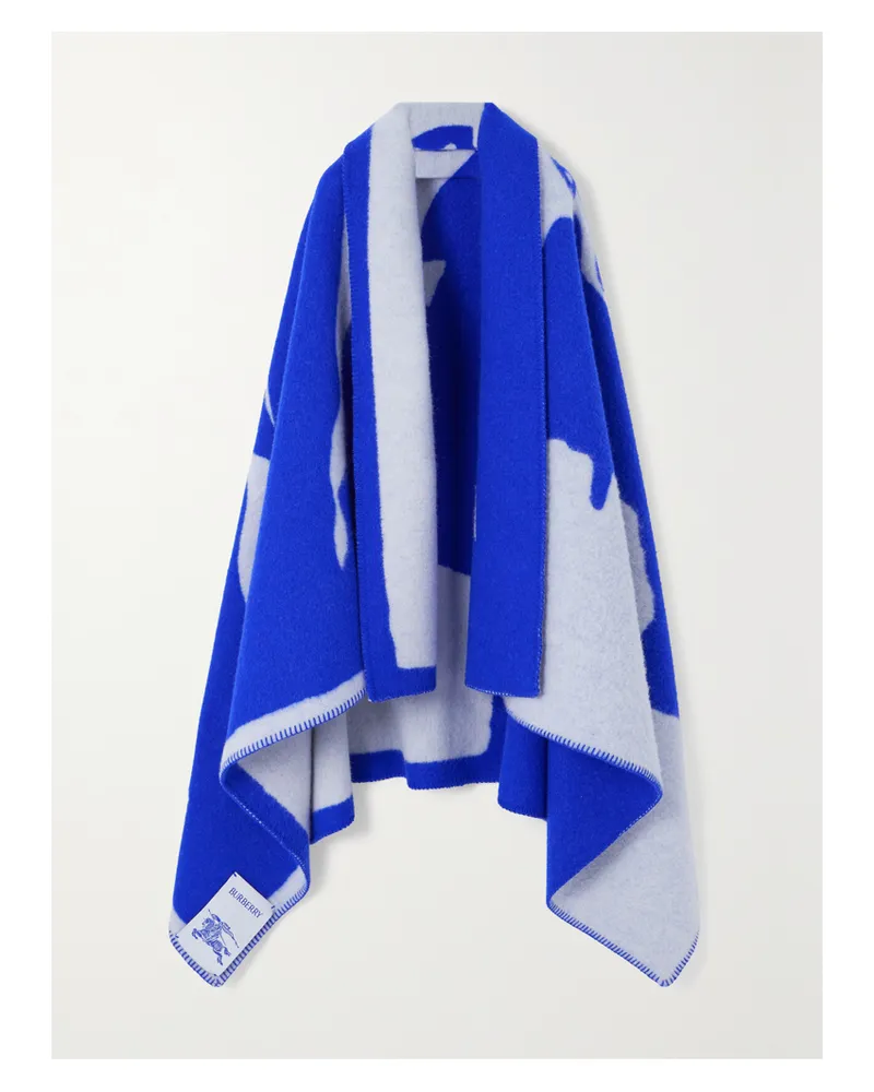 Burberry Decke Aus Woll-jacquard - Blau Blau