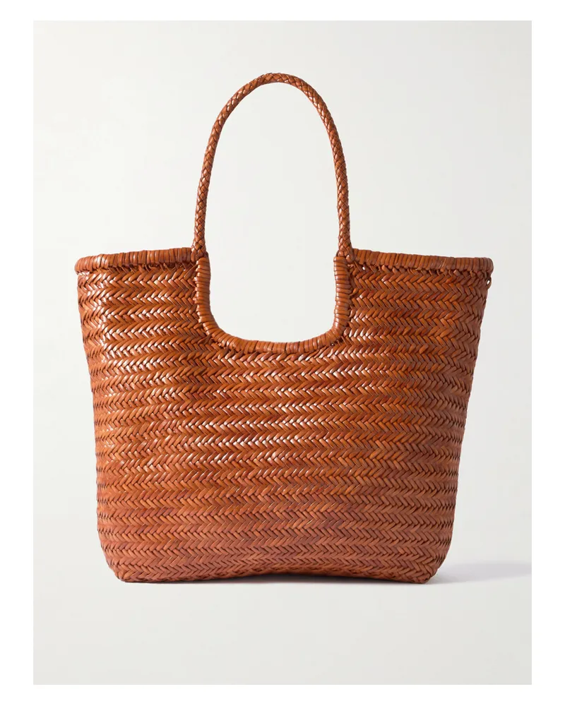Dragon Diffusion Ns Diagonal Triple Jump Woven Leather Tote - Brown Brown