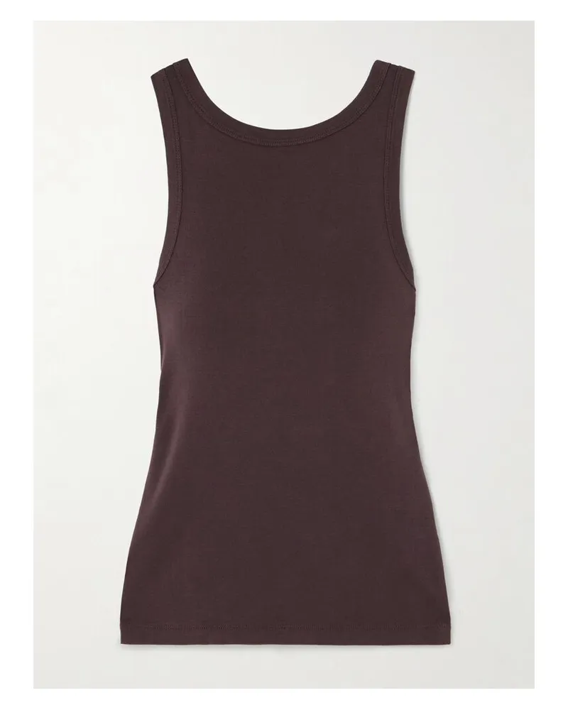 St. Agni Tanktop Aus Geripptem Biobaumwoll-jersey - Braun Braun