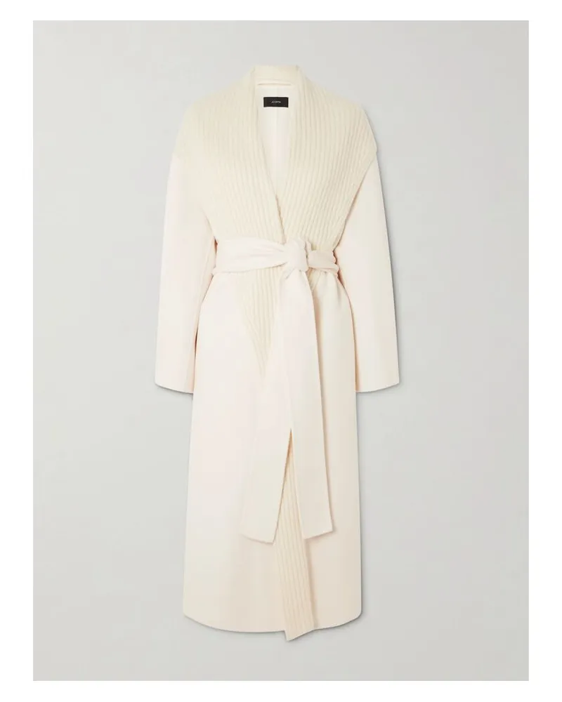 Joseph Rica Mantel Aus Einer Woll-kaschmirmischung Mit Bindegürtel - Elfenbein Elfenbein