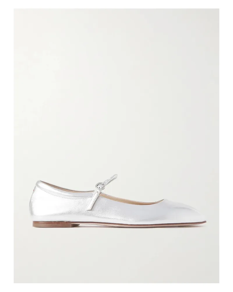 aeyde Uma Leather Mary Jane Flats - Silver Silver