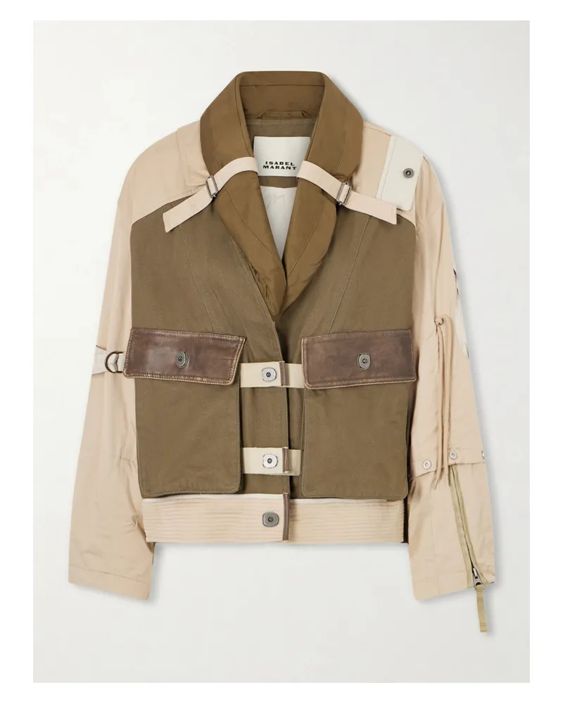 Isabel Marant Julissa Leather-trimmed Organic Cotton Jacket - Green Green