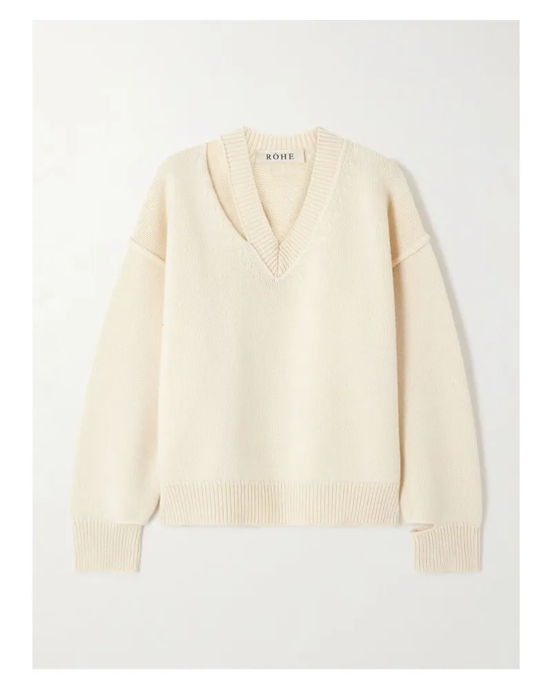 Róhe Pullover Aus Einer Woll-kaschmirmischung Mit Cut-outs - Wollweiß Wollweiß