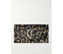 Loubi54 Embellished Metallic Velvet-jacquard Clutch - Animal print