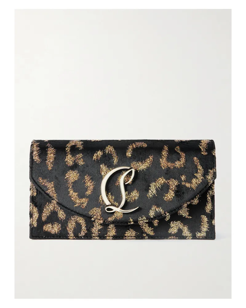 Christian Louboutin Loubi54 Embellished Metallic Velvet-jacquard Clutch - Animal print Animal