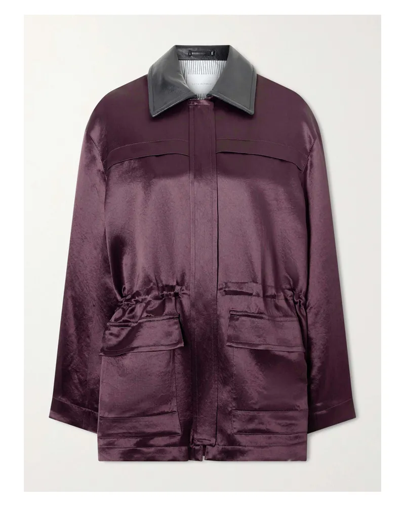 Maria Mcmanus Leather-trimmed Sateen Jacket - Purple Purple