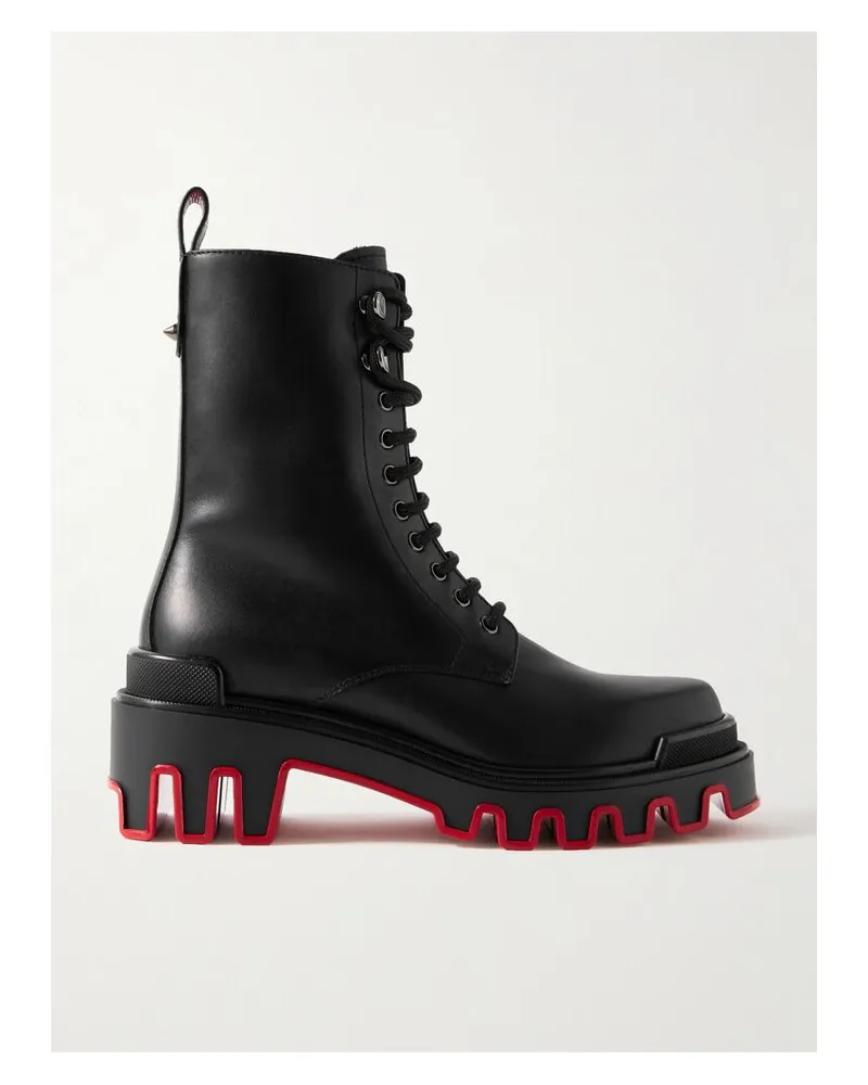 Christian Louboutin Dune Trott Alta Schnürstiefel Aus Leder - Schwarz Schwarz