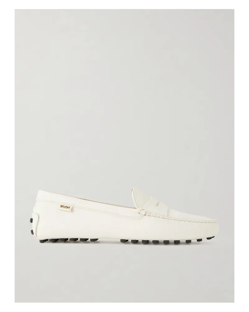 TOD'S Gommino Textured-leather Loafers - White White