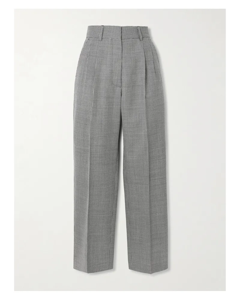 Blazé Milano Fox Pleated Houndstooth Wool-twill Straight-leg Pants - Gray Gray